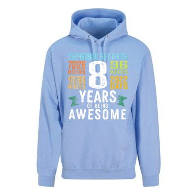 8th Birthday Vintage 96 Months 8 Year Old Birthday Unisex Surf Hoodie