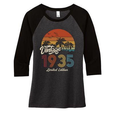 88th Birthday Vintage Limited Edition 1935 Women's Tri-Blend 3/4-Sleeve Raglan Shirt