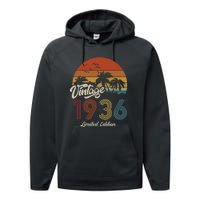 87th Birthday Vintage Limited Edition 1936 Performance Fleece Hoodie