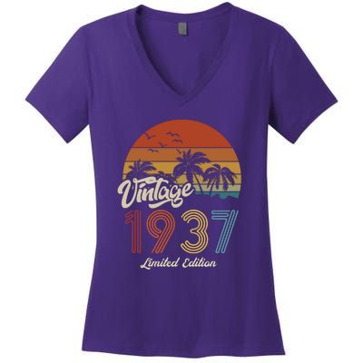 86th Birthday Vintage Limited Edition 1937 Women's V-Neck T-Shirt