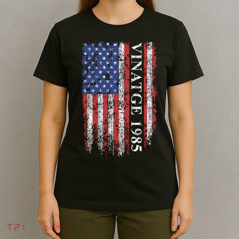 37th Birthday Vintage American Flag 1985 T-Shirt