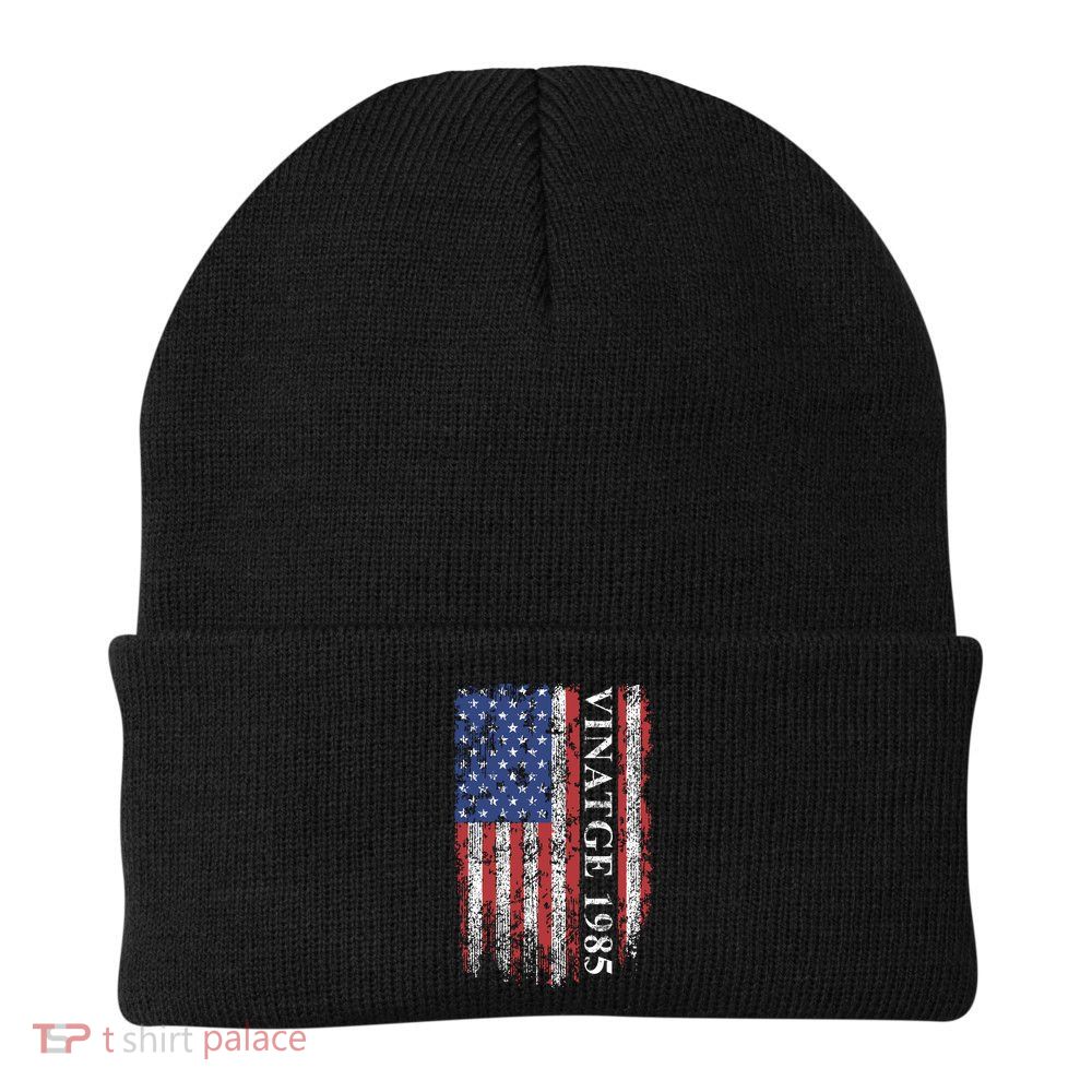 37th Birthday Vintage American Flag 1985 Beanie