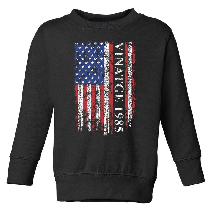 37th Birthday Vintage American Flag 1985 Toddler Sweatshirt