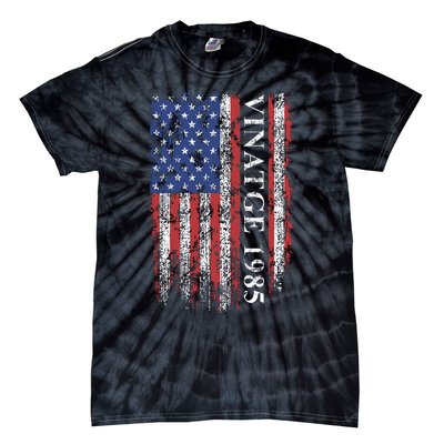 37th Birthday Vintage American Flag 1985 Tie-Dye T-Shirt