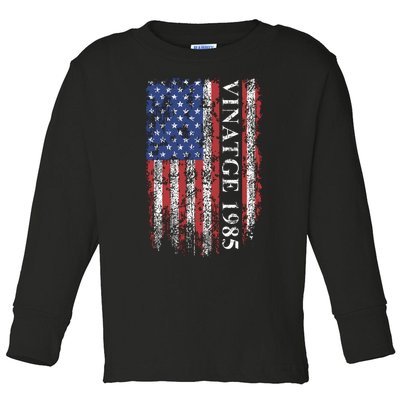 37th Birthday Vintage American Flag 1985 Toddler Long Sleeve Shirt