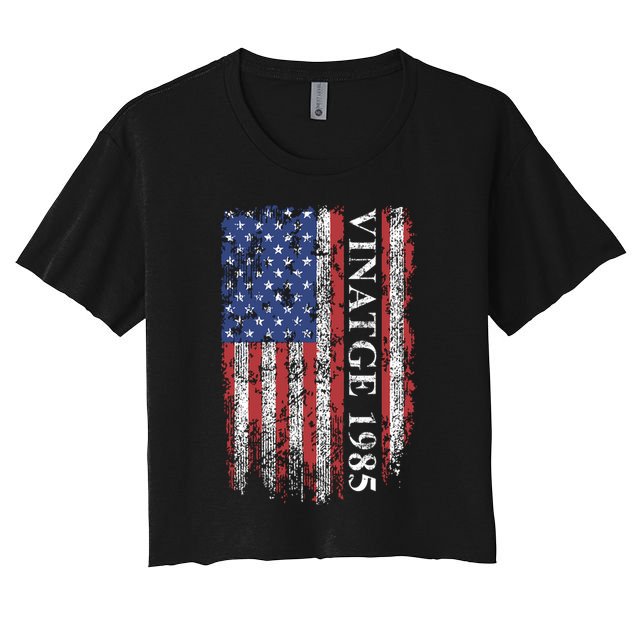 37th Birthday Vintage American Flag 1985 Crop Top