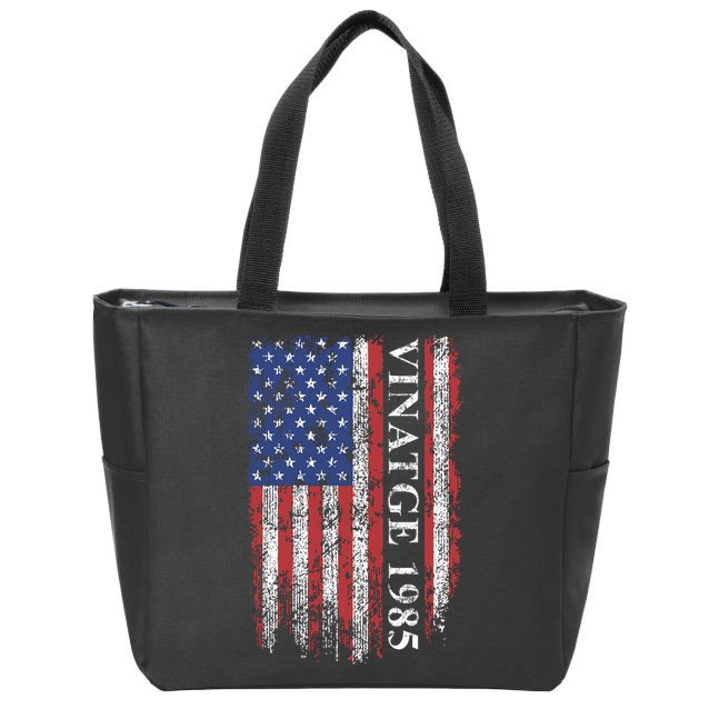 37th Birthday Vintage American Flag 1985 Zip Tote Bag