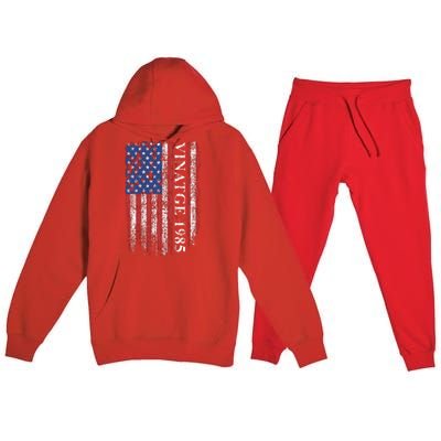 37th Birthday Vintage American Flag 1985 Premium Hooded Sweatsuit Set