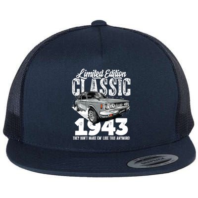 80th birthday Vintage Classic Car 1943 B-day 80 year old Flat Bill Trucker Hat