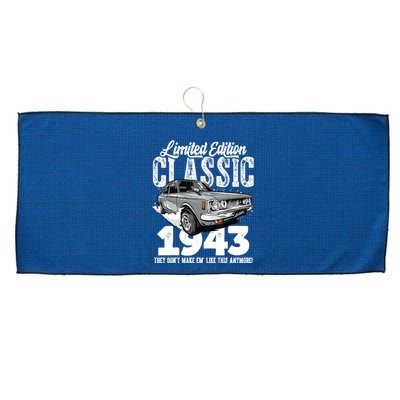 80th birthday Vintage Classic Car 1943 B-day 80 year old Large Microfiber Waffle Golf Towel