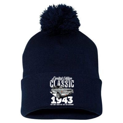 80th birthday Vintage Classic Car 1943 B-day 80 year old Pom Pom 12in Knit Beanie