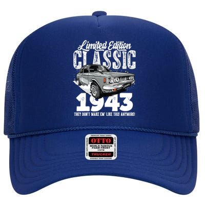 80th birthday Vintage Classic Car 1943 B-day 80 year old High Crown Mesh Back Trucker Hat