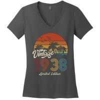 85th Birthday Vintage Limited Edition 1938 Women's V-Neck T-Shirt