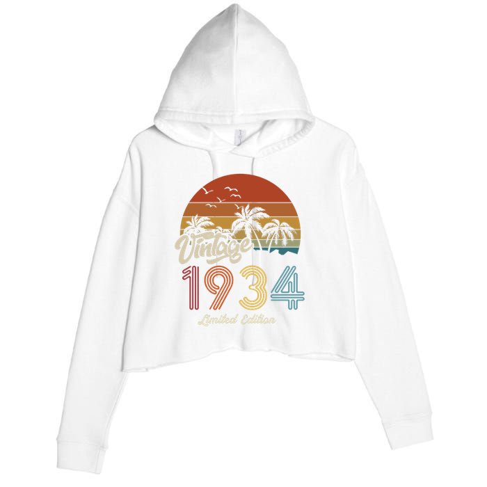 89th Birthday Vintage Limited Edition 1934 Crop Fleece Hoodie