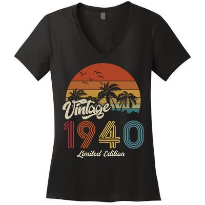 83rd Birthday Vintage Limited Edition 1940 Women's V-Neck T-Shirt