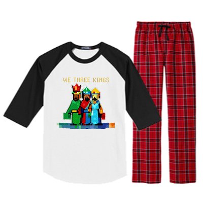 8 Bit We Three Kings Christmas  Raglan Sleeve Pajama Set