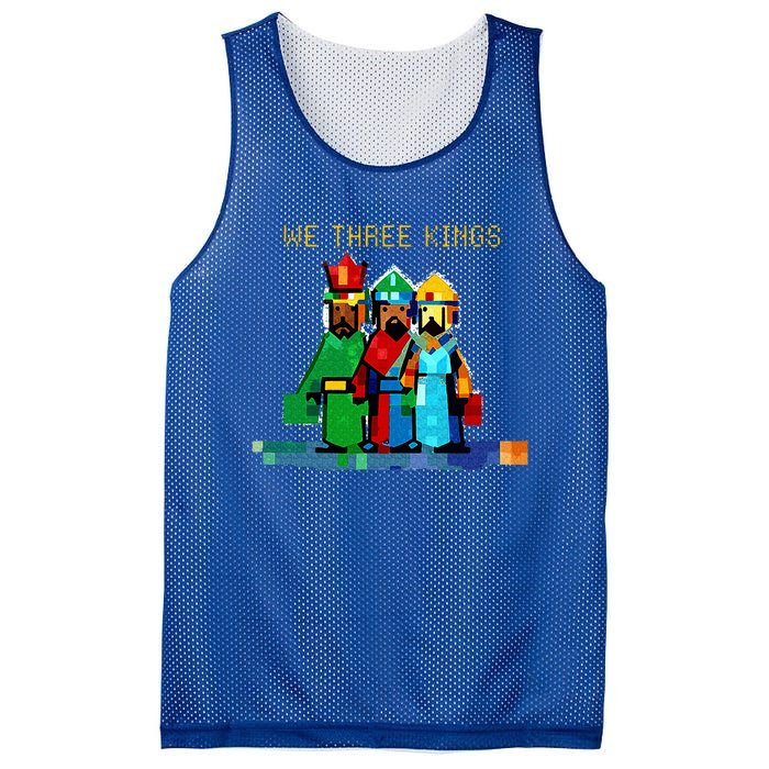 8 Bit We Three Kings Christmas  Mesh Reversible Basketball Jersey Tank