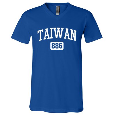 886 Country Area Code Pride Taiwan Taiwanese Gift V-Neck T-Shirt