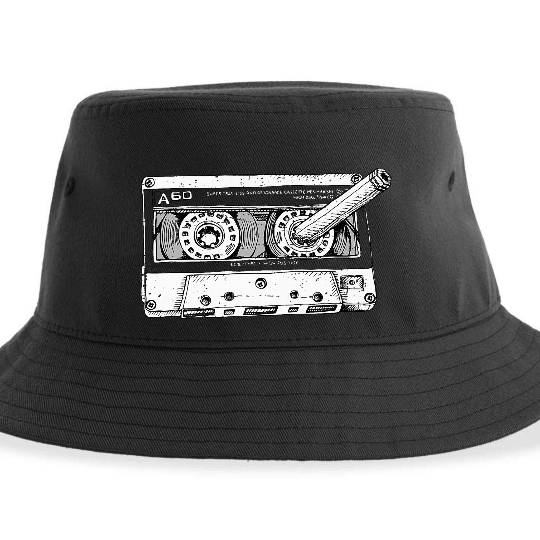 80s Cassette Music Tape Pencil 1980s Vintage Throwback Retro Sustainable Bucket Hat