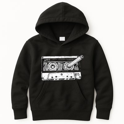 80s Cassette Music Tape Pencil 1980s Vintage Throwback Retro Kids Hoodie