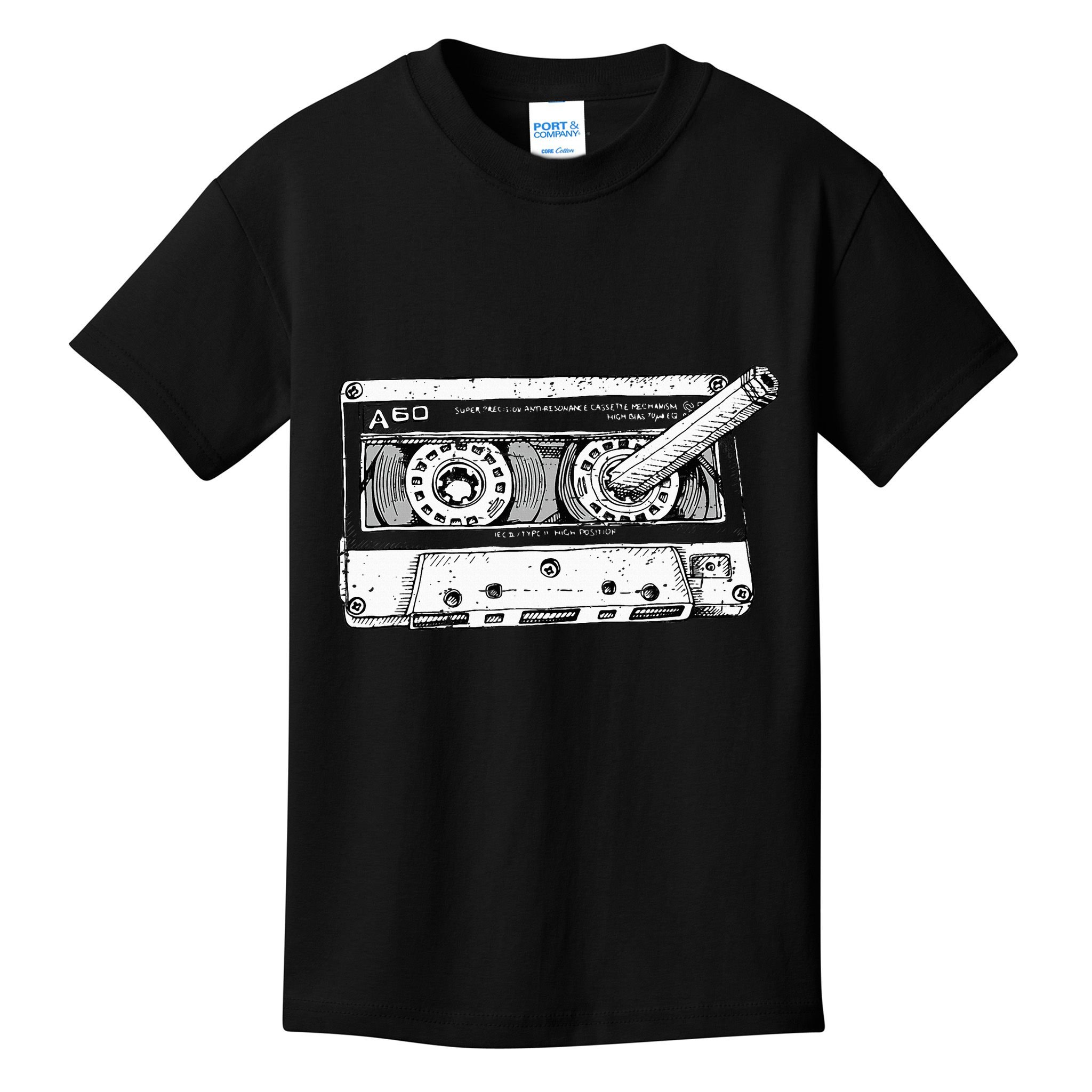 80s Cassette Music Tape Pencil 1980s Vintage Throwback Retro Kids T-Shirt