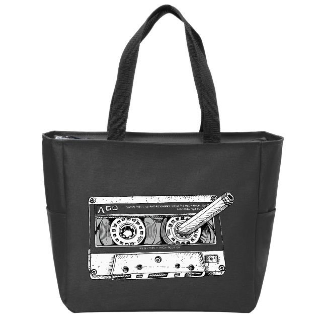 80s Cassette Music Tape Pencil 1980s Vintage Throwback Retro Zip Tote Bag