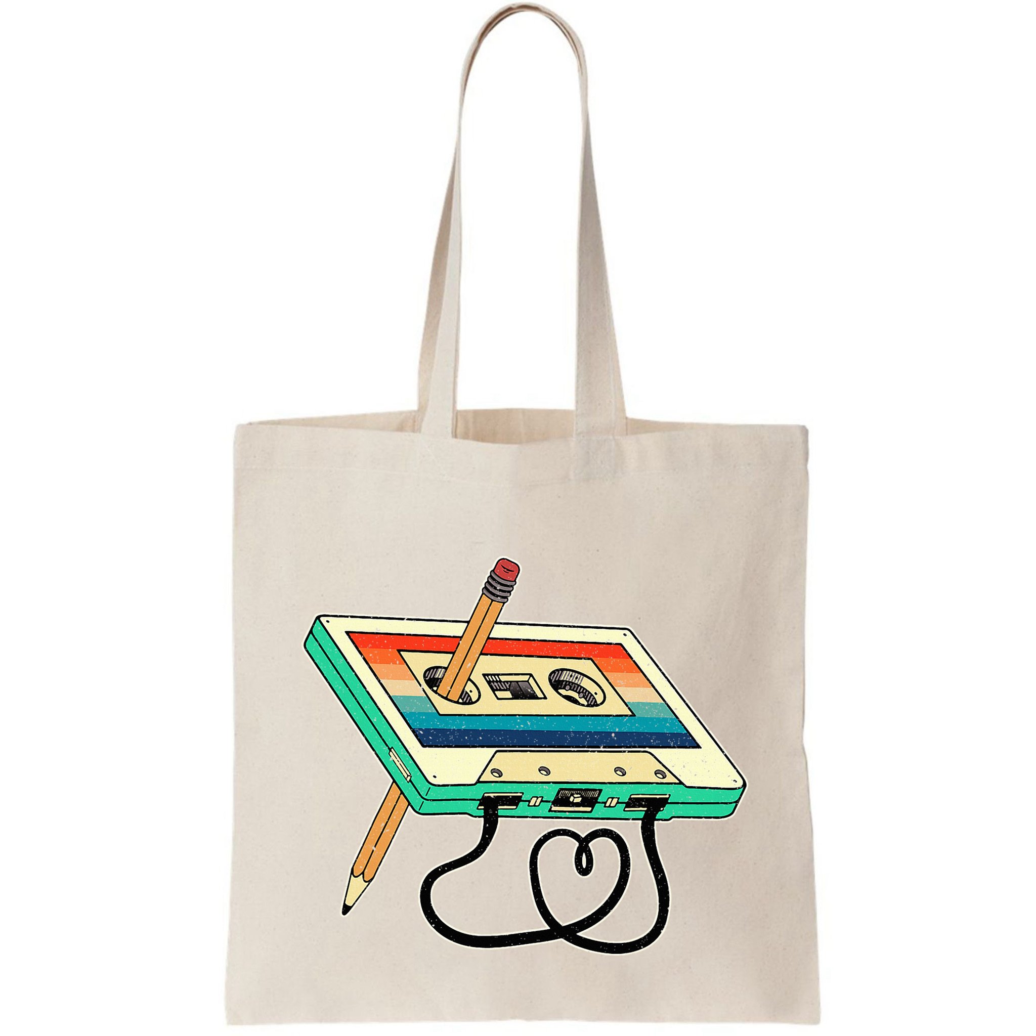 80s Cassette Tape Pencil 1980s Retro Vintage Throwback Music Bag