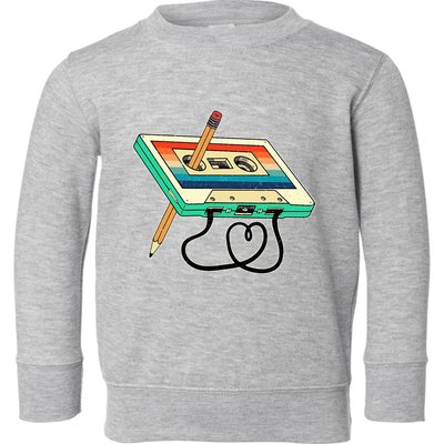 80s Cassette Tape Pencil 1980s Retro Vintage Throwback Music Toddler Sweatshirt