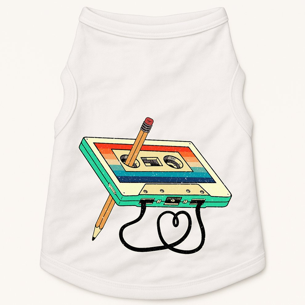 80s Cassette Tape Pencil 1980s Retro Vintage Throwback Music Doggie Tank