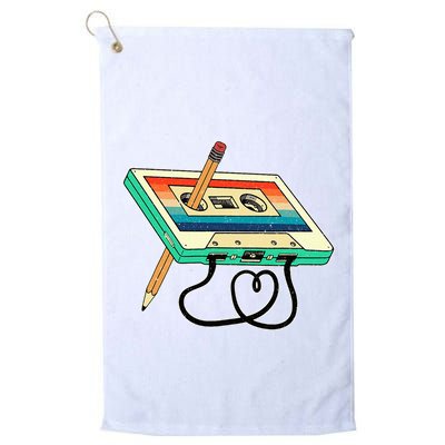 80s Cassette Tape Pencil 1980s Retro Vintage Throwback Music Golf Towel