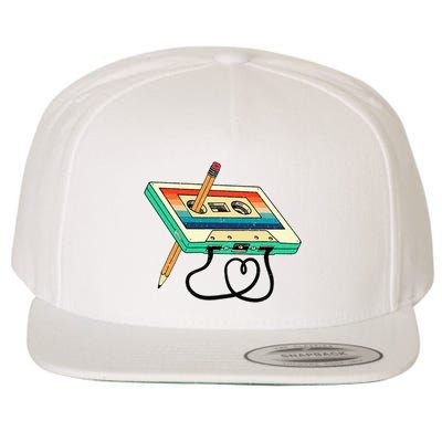 80s Cassette Tape Pencil 1980s Retro Vintage Throwback Music Wool Snapback Cap