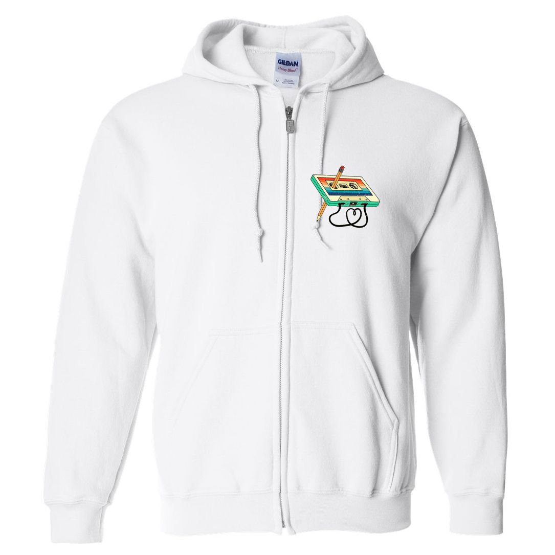 80s Cassette Tape Pencil 1980s Retro Vintage Throwback Music Full Zip Hoodie