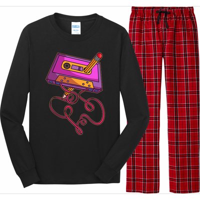 80s Cassette Tape Pencil 1980s Retro Vintage Throwback Music Long Sleeve Pajama Set