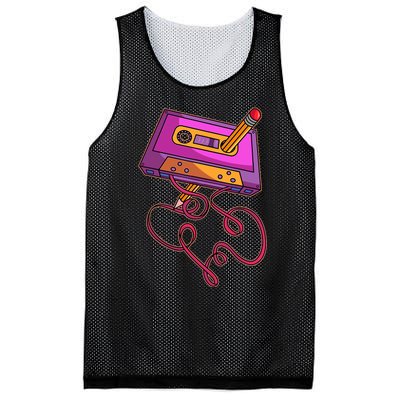 80s Cassette Tape Pencil 1980s Retro Vintage Throwback Music Mesh Reversible Basketball Jersey Tank