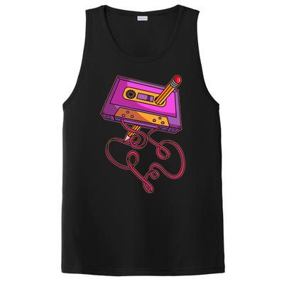 80s Cassette Tape Pencil 1980s Retro Vintage Throwback Music PosiCharge Competitor Tank