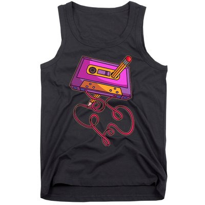 80s Cassette Tape Pencil 1980s Retro Vintage Throwback Music Tank Top