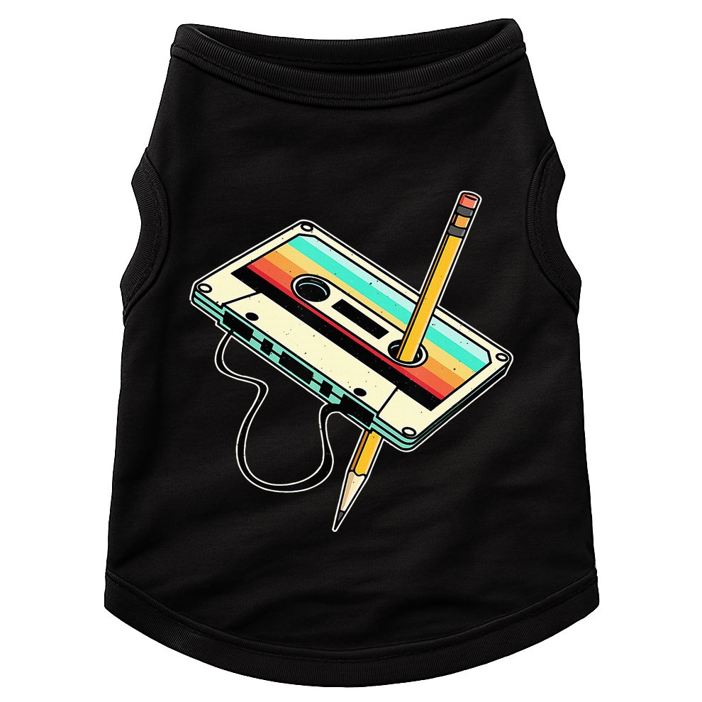 80s Cassette Tape Pencil 1980s Retro Vintage Throwback Music Doggie Tank