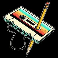 80s Cassette Tape Pencil 1980s Retro Vintage Throwback Music Bucket Hat