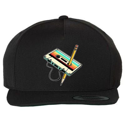 80s Cassette Tape Pencil 1980s Retro Vintage Throwback Music Wool Snapback Cap