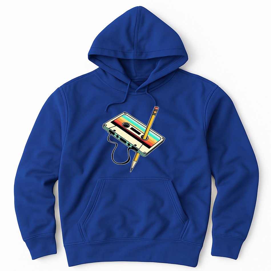 80s Cassette Tape Pencil 1980s Retro Vintage Throwback Music Hoodie