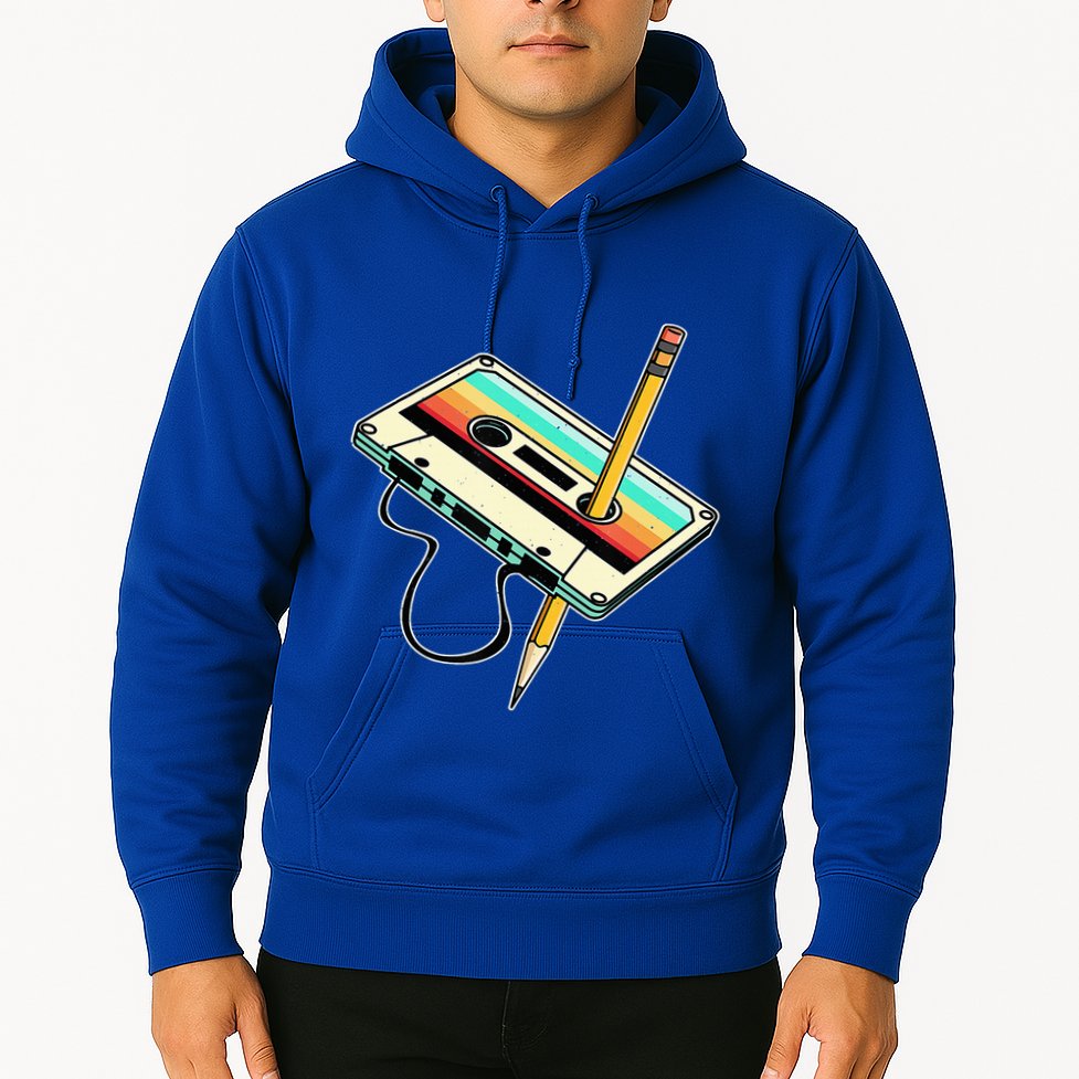 80s Cassette Tape Pencil 1980s Retro Vintage Throwback Music Hoodie