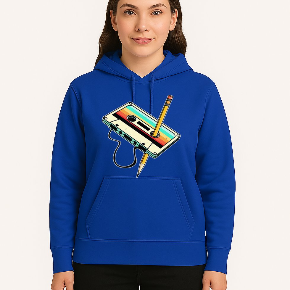80s Cassette Tape Pencil 1980s Retro Vintage Throwback Music Hoodie
