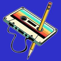 80s Cassette Tape Pencil 1980s Retro Vintage Throwback Music Hoodie