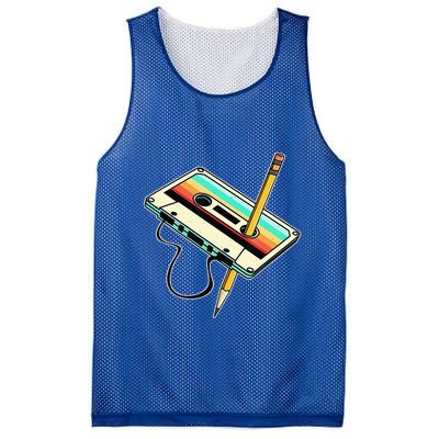 80s Cassette Tape Pencil 1980s Retro Vintage Throwback Music Mesh Reversible Basketball Jersey Tank