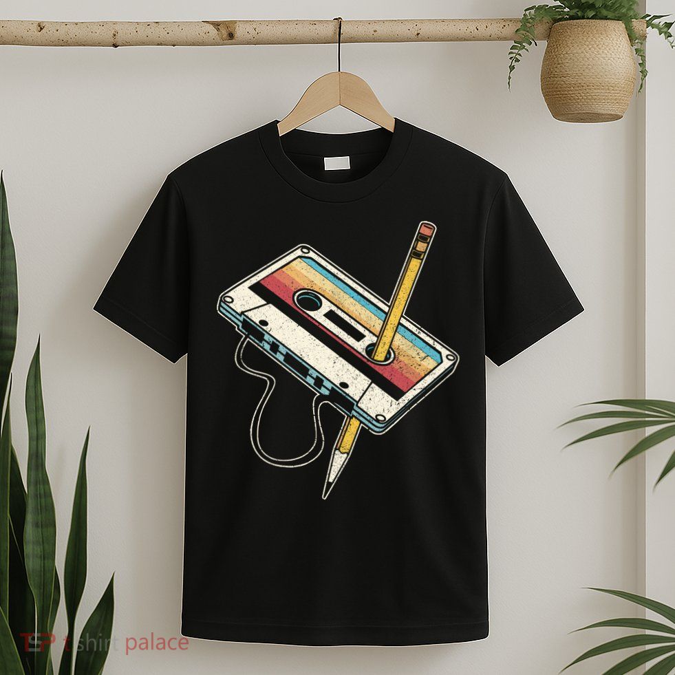 80s Cassette Tape Pencil 1980s Retro Vintage Throwback Music T-Shirt