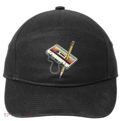 80s Cassette Tape Pencil 1980s Retro Vintage Throwback Music 7-Panel Snapback Hat
