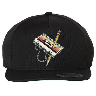 80s Cassette Tape Pencil 1980s Retro Vintage Throwback Music Wool Snapback Cap