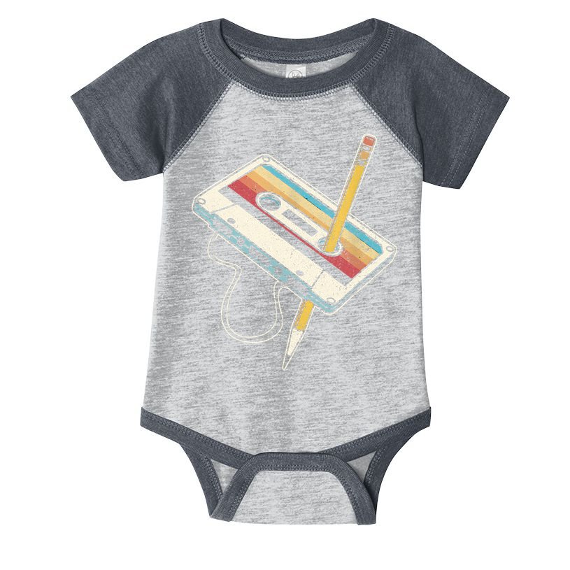80s Cassette Tape Pencil 1980s Retro Vintage Throwback Music Infant Baby Jersey Bodysuit