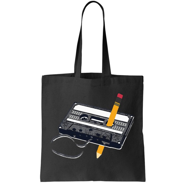 80s Cassette Tape Pencil 1980s Retro Vintage Throwback Music Tote Bag