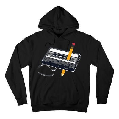 80s Cassette Tape Pencil 1980s Retro Vintage Throwback Music Tall Hoodie